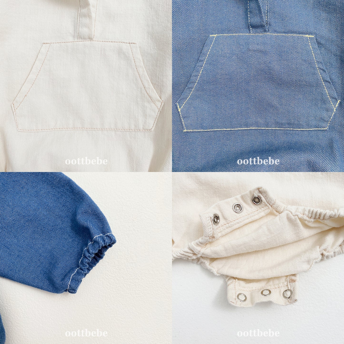 (Pre-order) OOTTBEBE - Stitch Hoodie Suit 스티치후드슈트 (2 Colors)