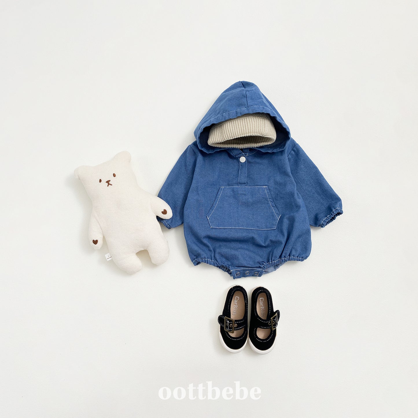 (Pre-order) OOTTBEBE - Stitch Hoodie Suit 스티치후드슈트 (2 Colors)