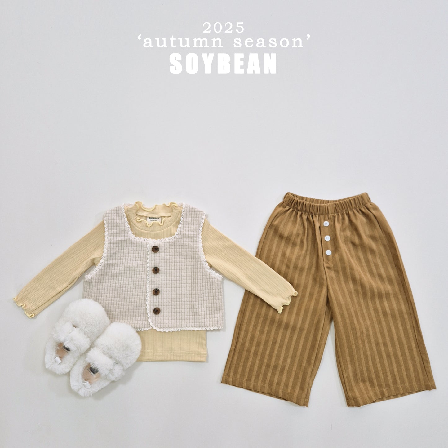 (Pre-order) Soybean Kids - Button Stripe Wide Pants 버튼트렁크팬츠 (2 Colors)