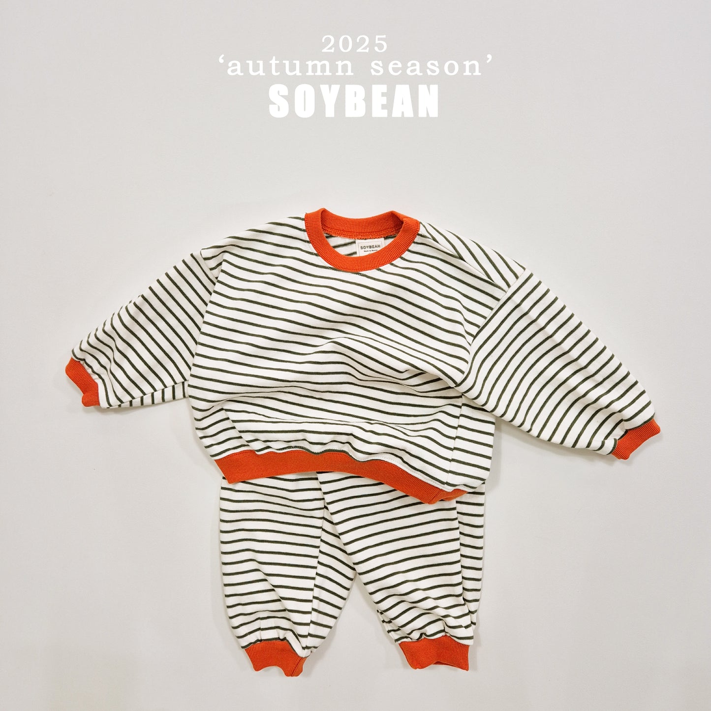 (Pre-order) Soybean Kids - Point Stripe Top & Bottom Set 포인트단가라상하복 (4 Colors)