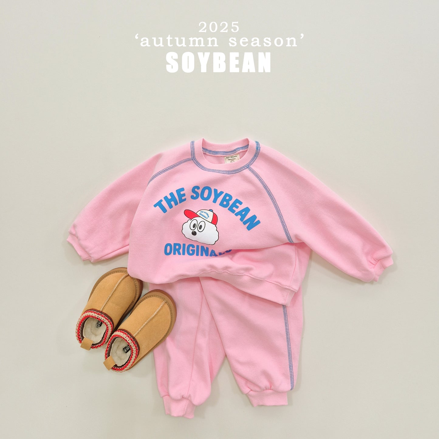 (Pre-order) Soybean Kids - Color Stitch Top & Bottom Set 컬러스티치상하복 (3 Colors)