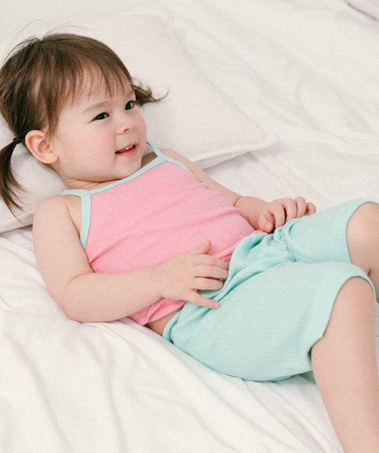 (Baby Boom) Summer Milk Ribbed Cami Pajama Set (4 Colors)