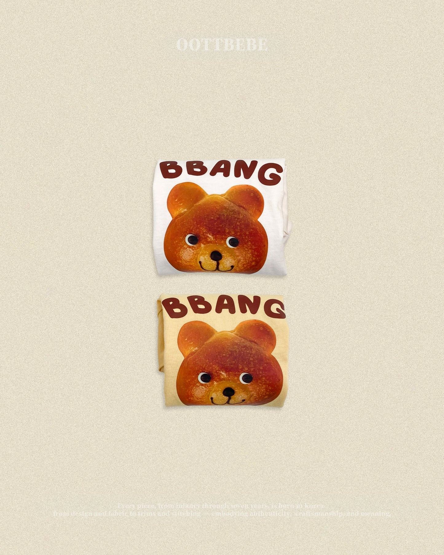 (Pre-order) OOTTBEBE Fall - Bbang Bear Raglan Tee - 빵나그랑티셔츠 (2 Colors)