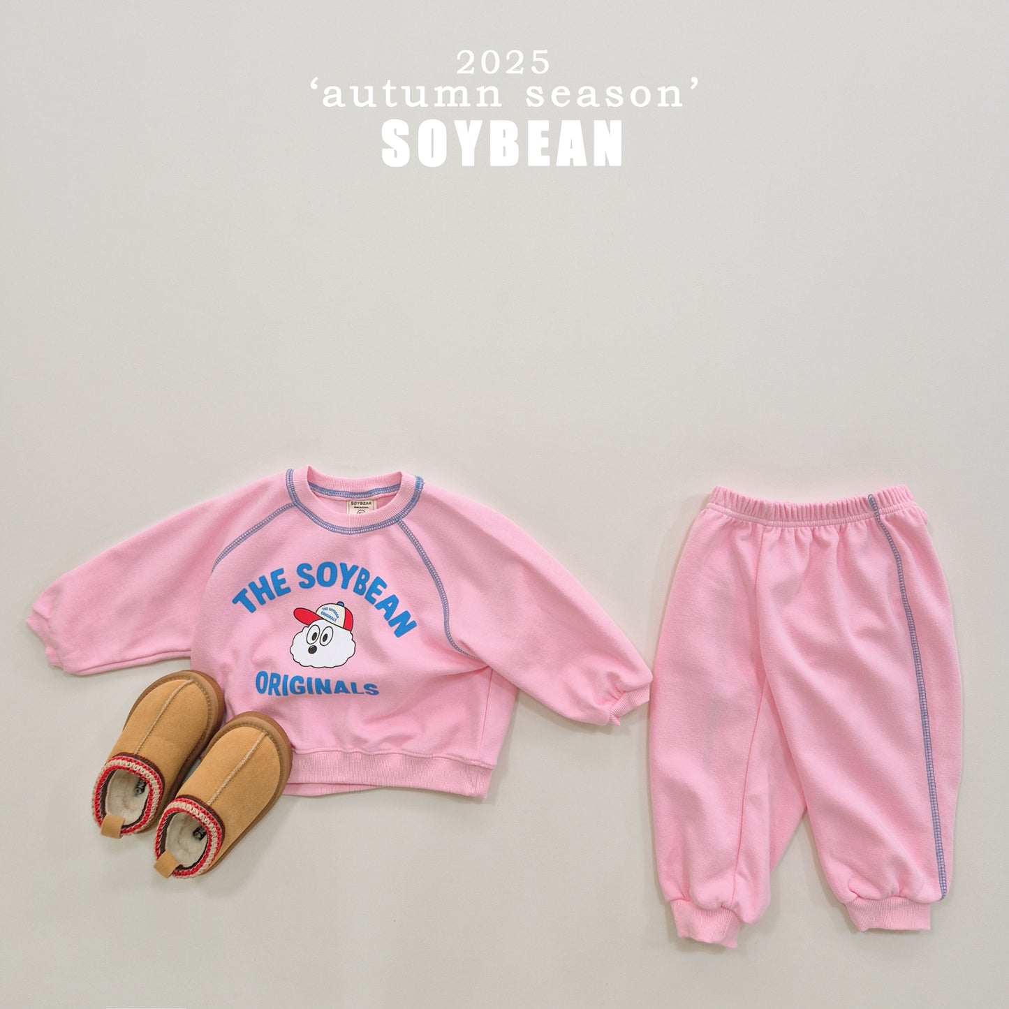 (Pre-order) Soybean Kids - Color Stitch Top & Bottom Set 컬러스티치상하복 (3 Colors)