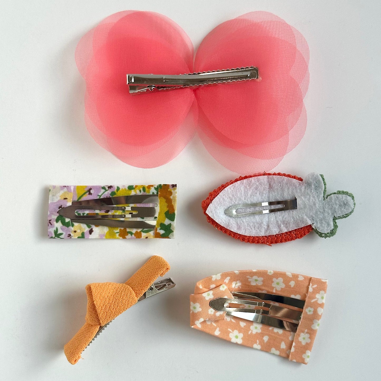 (Chenny Bong Bong) Kids’ Peach Orange Hair Clips 5-piece Set