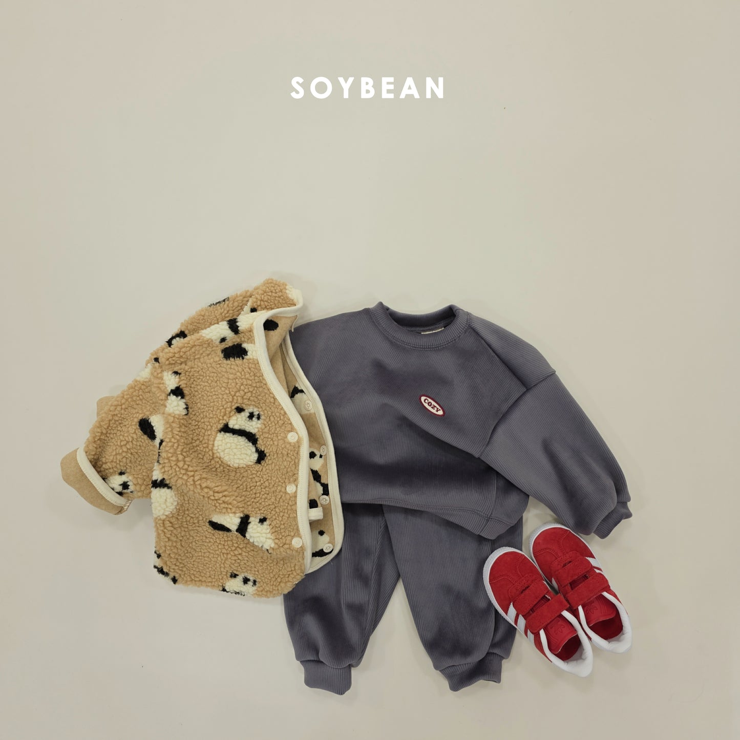 (Pre-order) Soybean Kids Winter - Panda Fleece Jacket 팬더양털자켓 (2 Colors)