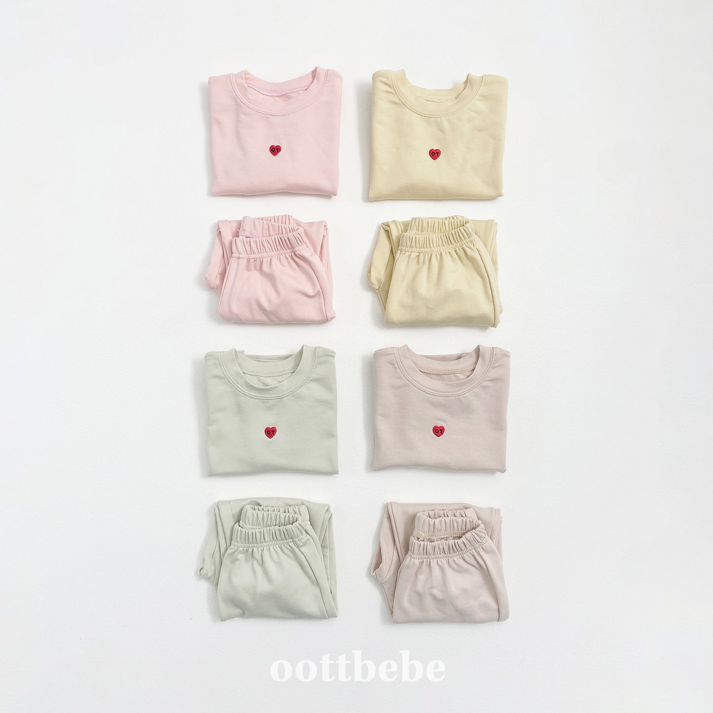 (Pre-order) OOTTBEBE - Petit Modal Top & Bottom Set (Stretch Terry) 쁘띠모달상하복(쮸리스판) (4 Colors)