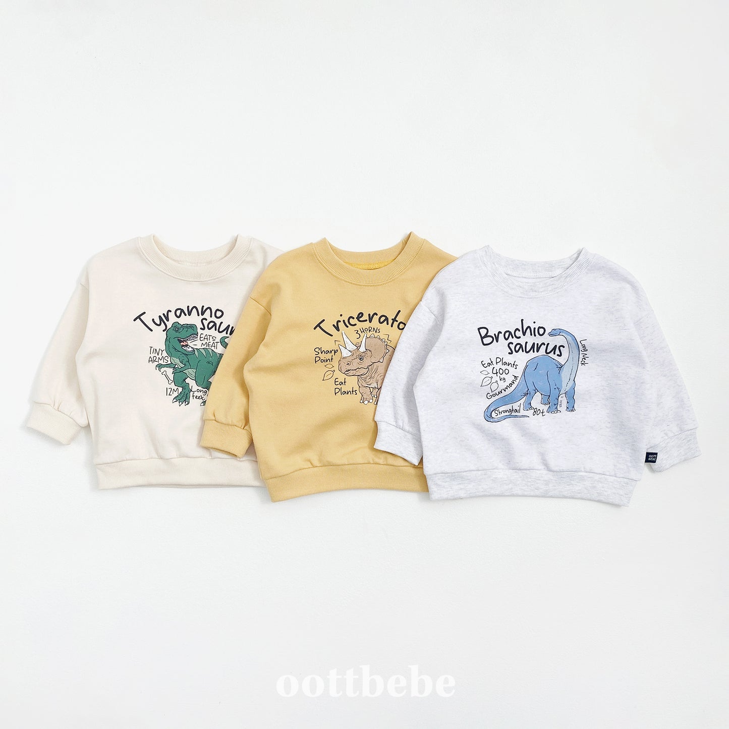 (Pre-order) OOTTBEBE - Dino Sweatshirt 공룡맨투맨 (3 Colors)