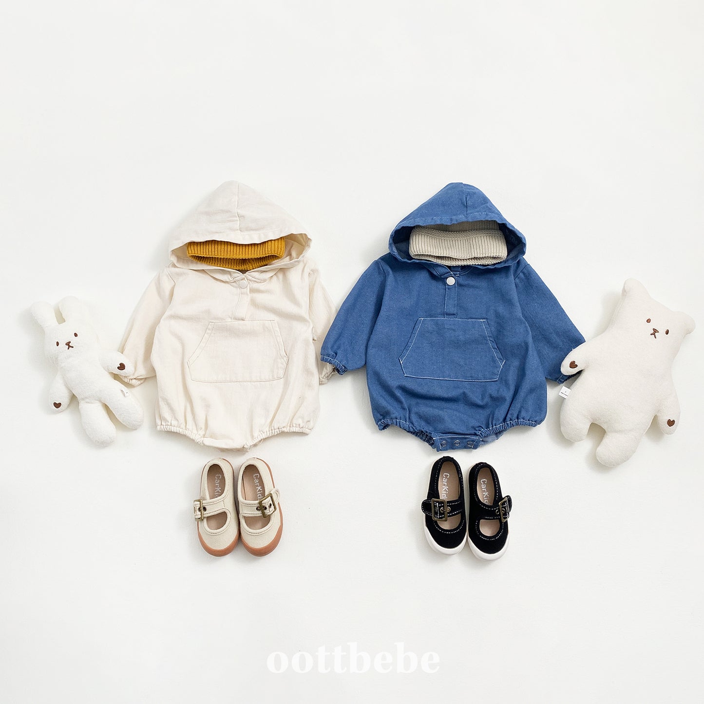 (Pre-order) OOTTBEBE - Stitch Hoodie Suit 스티치후드슈트 (2 Colors)