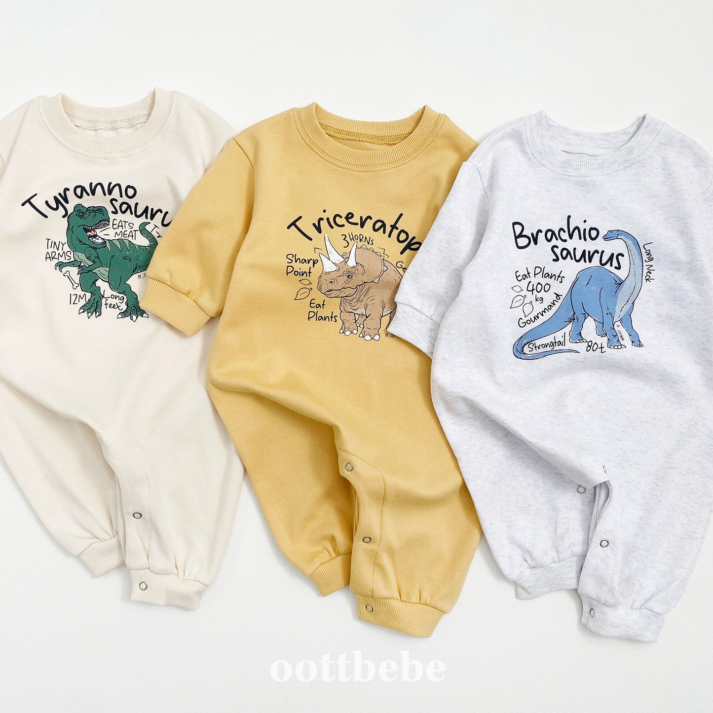 (Pre-order) OOTTBEBE - Dino Full Bodysuit 공룡전신슈트 (3 Colors)