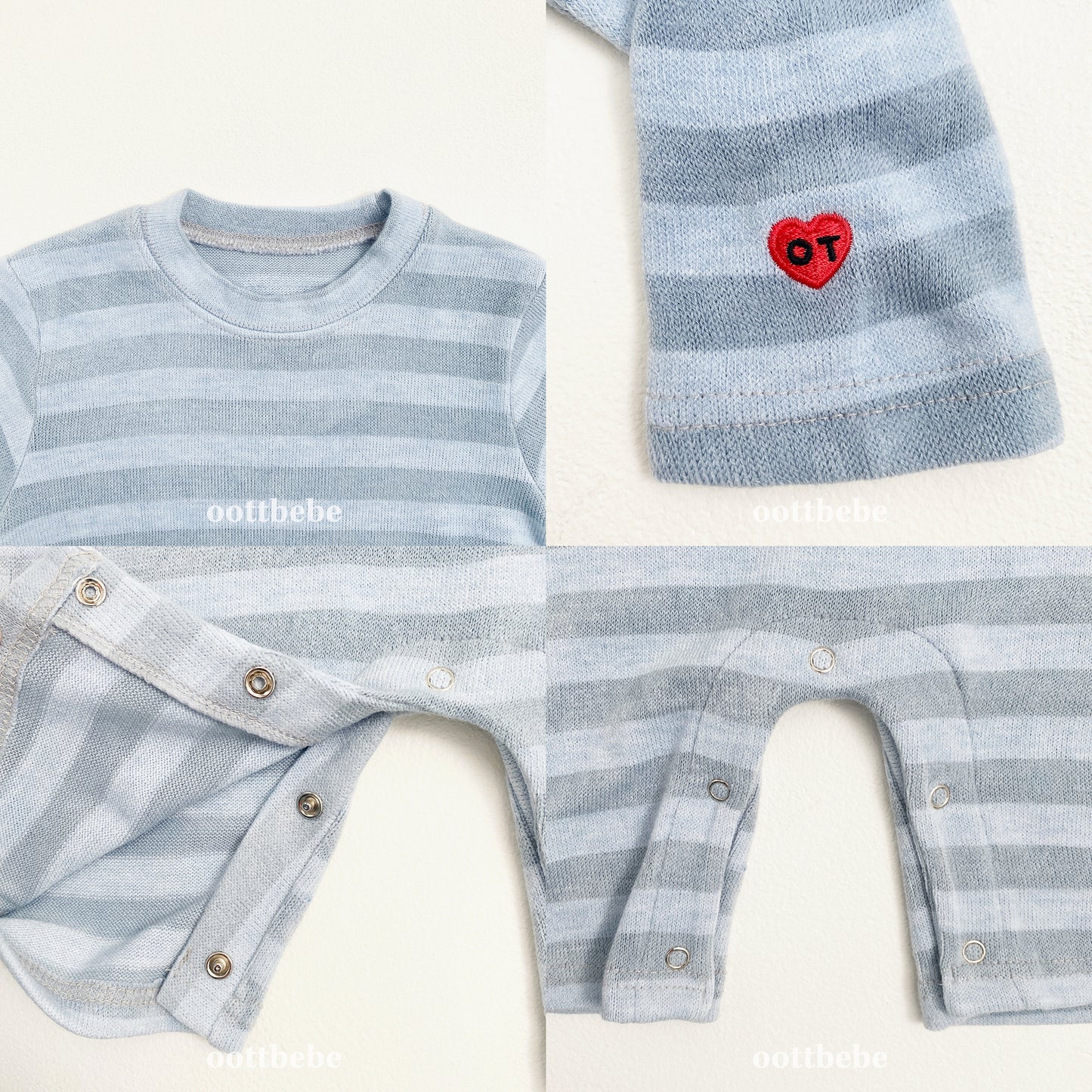 (Pre-order) OOTTBEBE - Mix Stripe Knit Suit 믹스단가라슈트 (2 Colors)