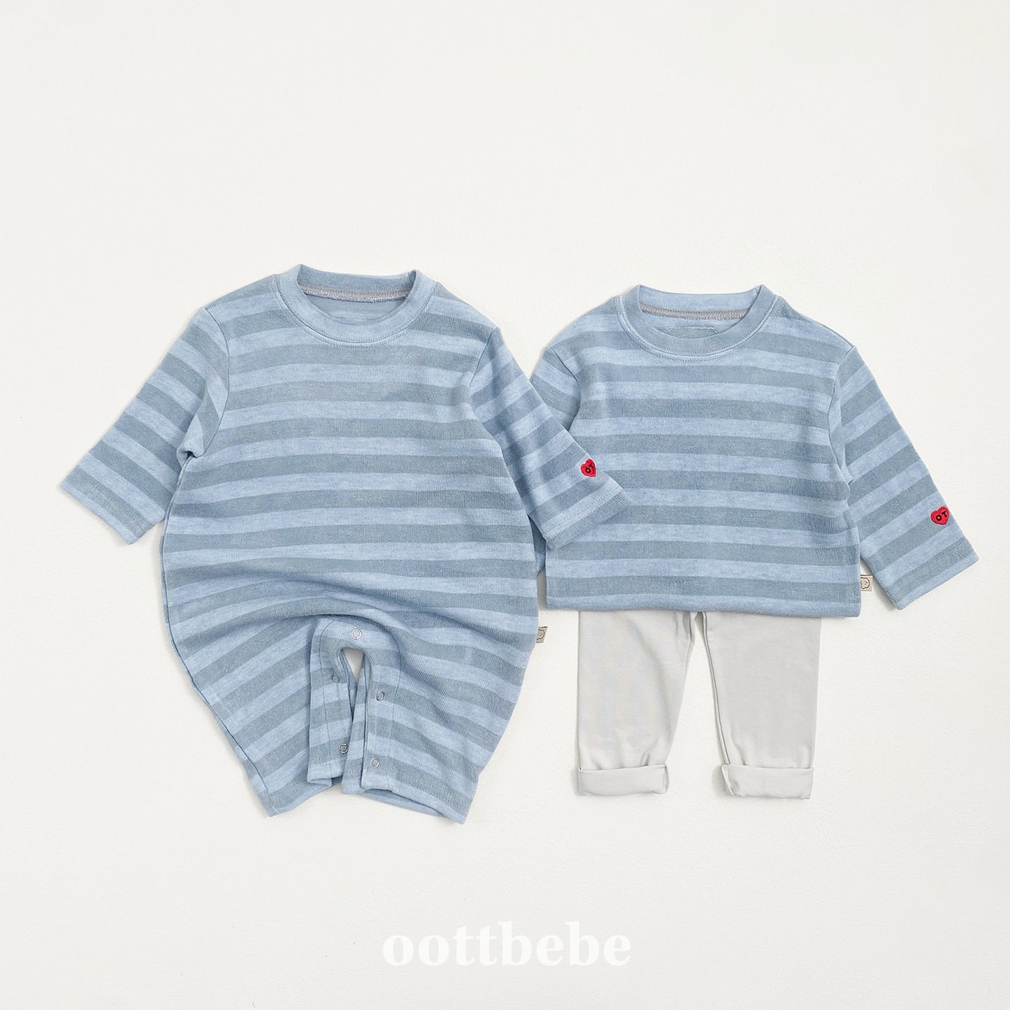 (Pre-order) OOTTBEBE - Mix Stripe Knit Tee 믹스단가라티(니트) (2 Colors)