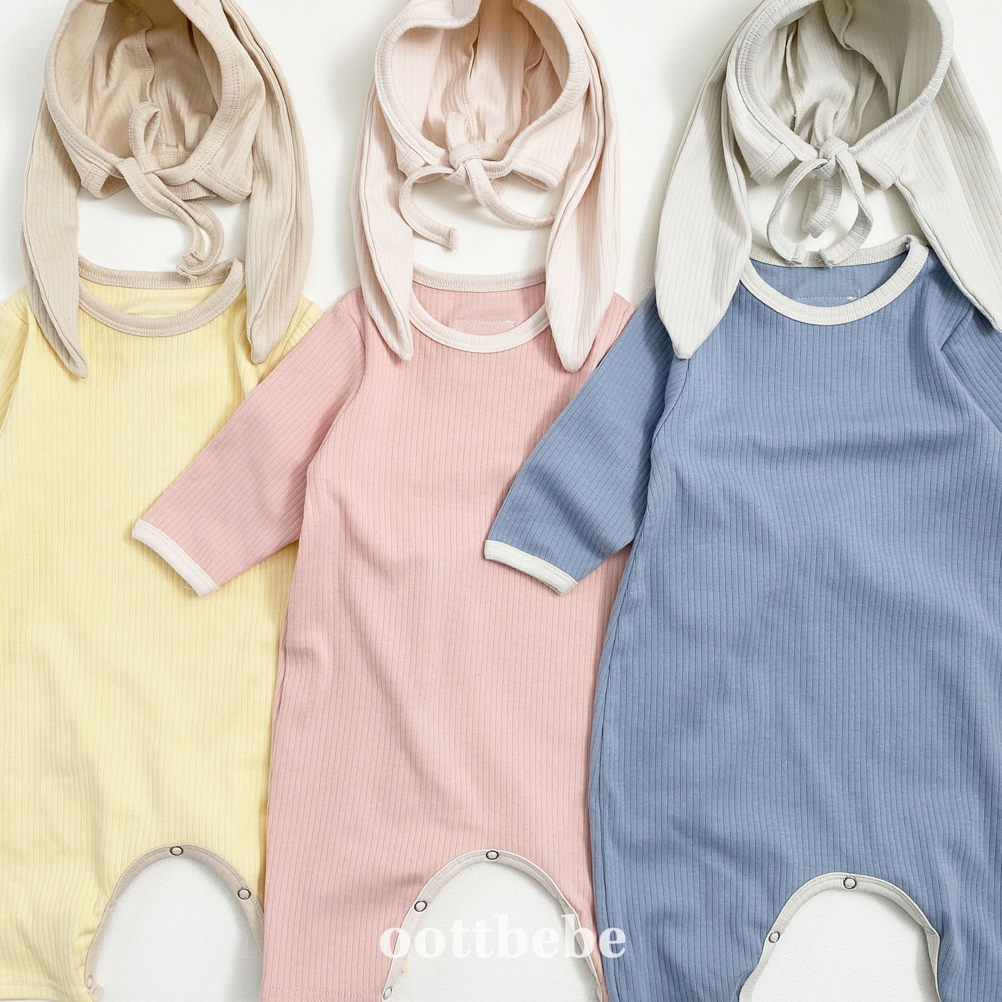 (Pre-order) OOTTBEBE - Buttercream Full Bodysuit Set (with Bonnet) 버터크림전신슈트 Set (보넷포함) (3 Colors)