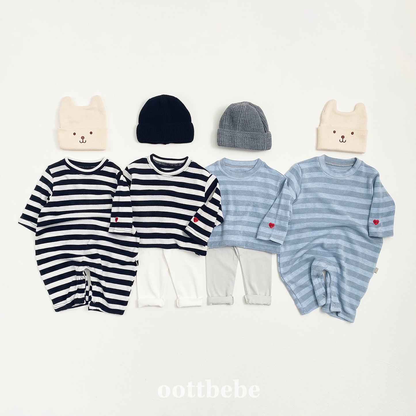 (Pre-order) OOTTBEBE - Mix Stripe Knit Tee 믹스단가라티(니트) (2 Colors)