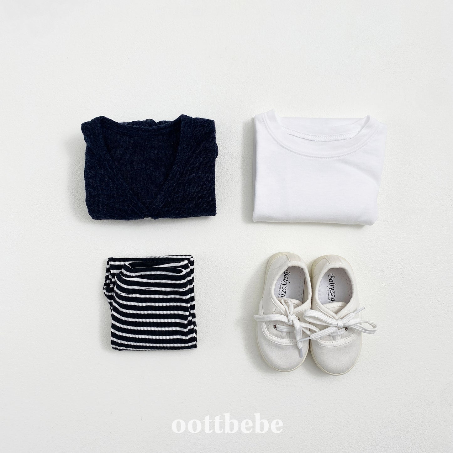 (Pre-order) OOTTBEBE - Plain Tee 3-Piece Set (Cotton Modal) 심플티셔츠 1+1+1(3종세트) (2 Colors)