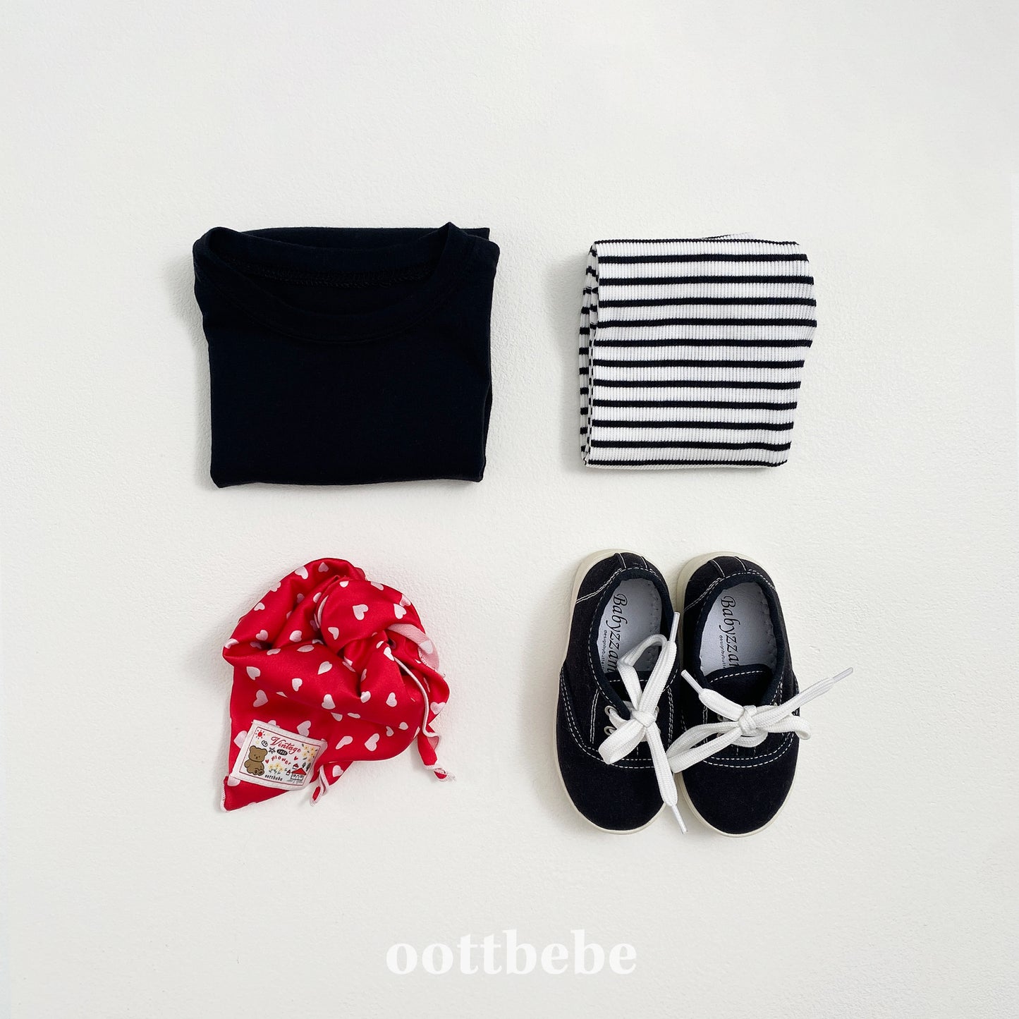 (Pre-order) OOTTBEBE - Plain Tee 3-Piece Set (Cotton Modal) 심플티셔츠 1+1+1(3종세트) (2 Colors)