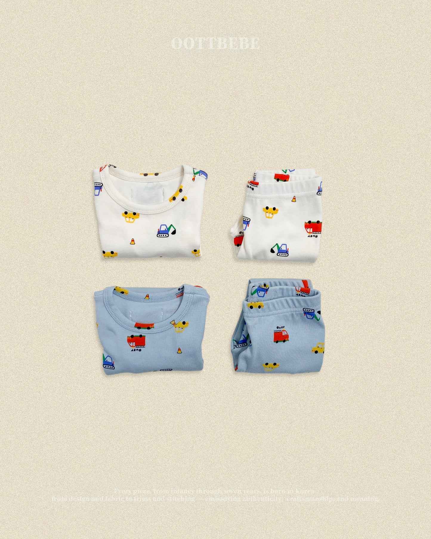 (Pre-order) OOTTBEBE Fall - Cute Car Pajama Set 자동차실내복 (2 Colors)