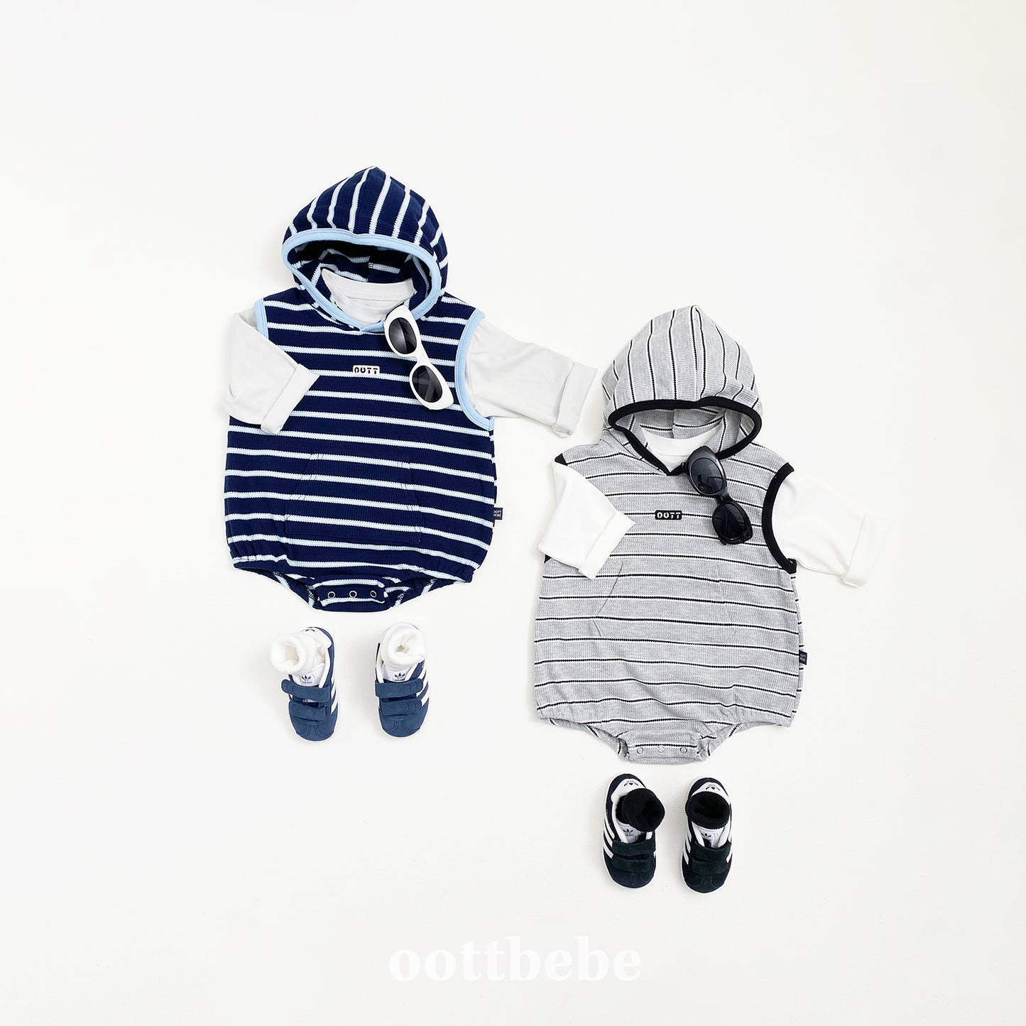 (Pre-order) OOTTBEBE - Urban Stripe Hooded Suit 어반스트라이프후드슈트 (2 Colors)