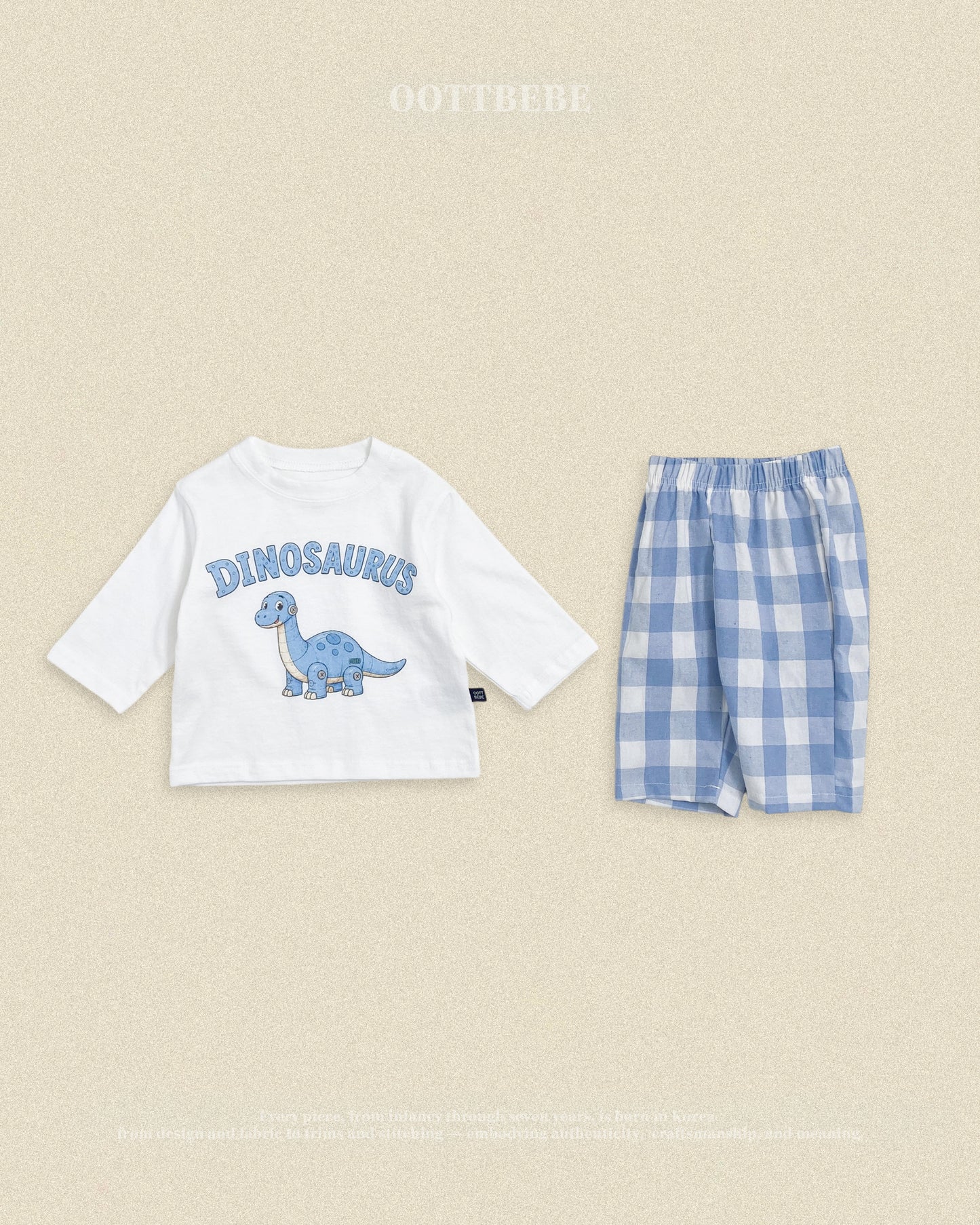(Pre-order) OOTTBEBE Fall - Robot Dinosaur Top & Bottom Set - 로봇공룡상하복 (5 Colors)