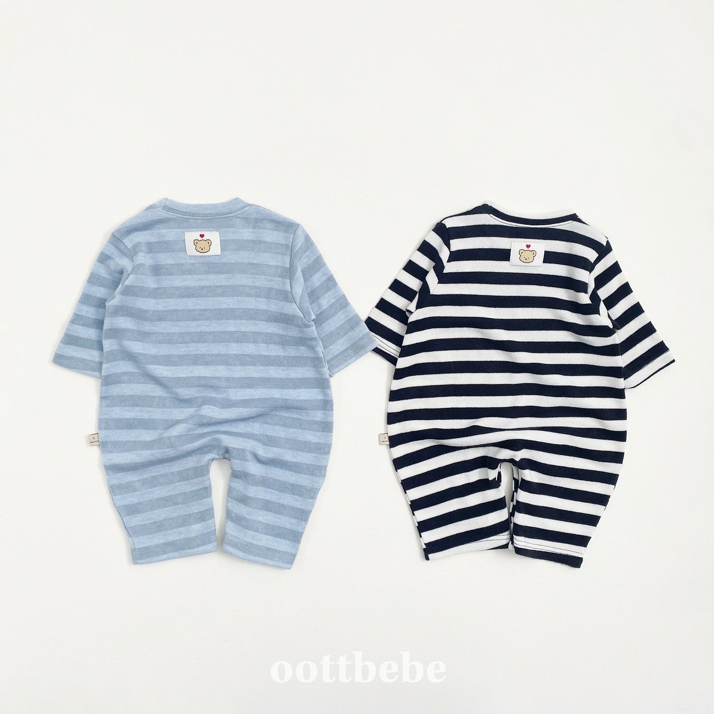 (Pre-order) OOTTBEBE - Mix Stripe Knit Suit 믹스단가라슈트 (2 Colors)
