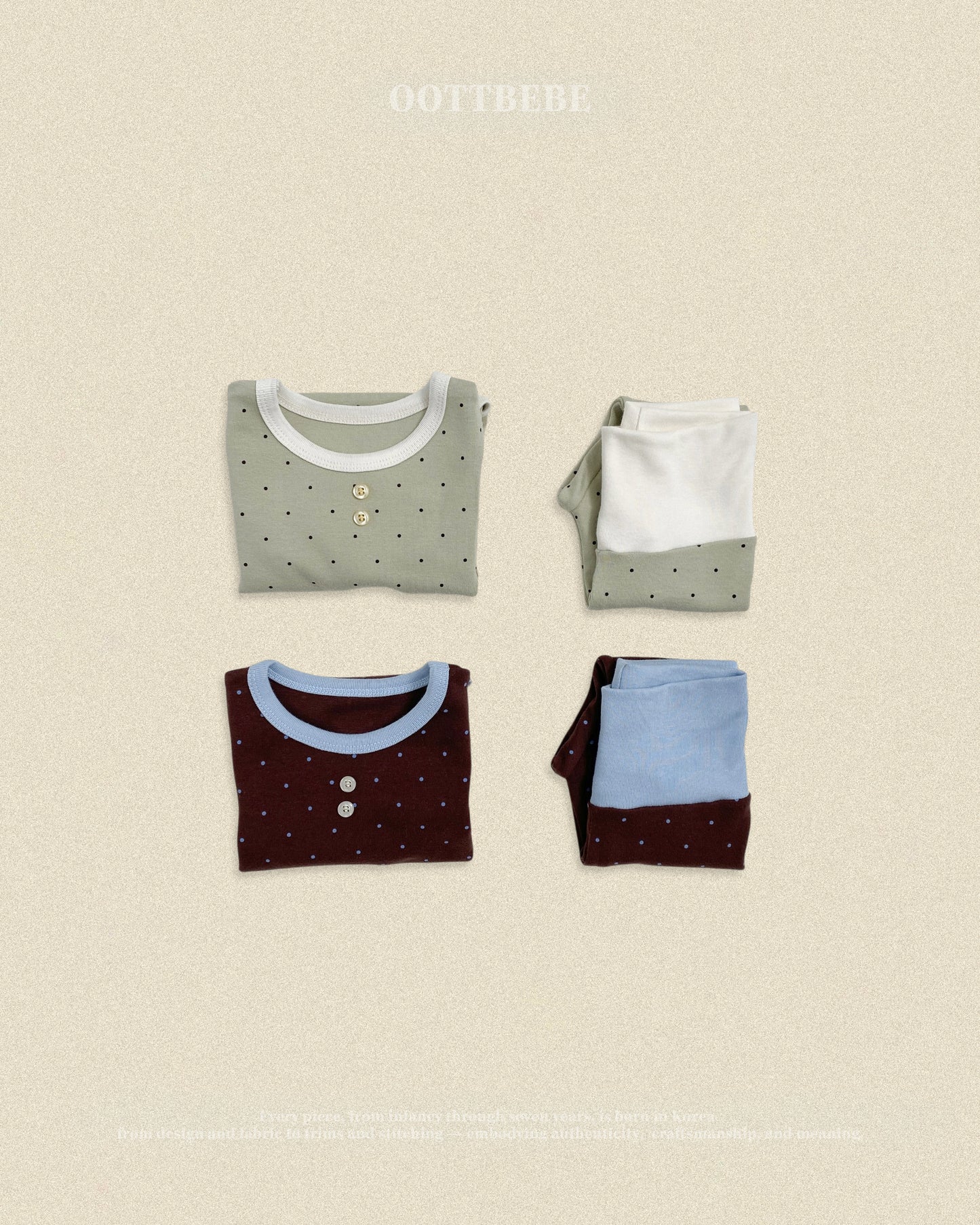 (Pre-order) OOTTBEBE Fall - Mini Dot Romper & Leggings Set 슈슈도트슈트세트 (2 Colors)
