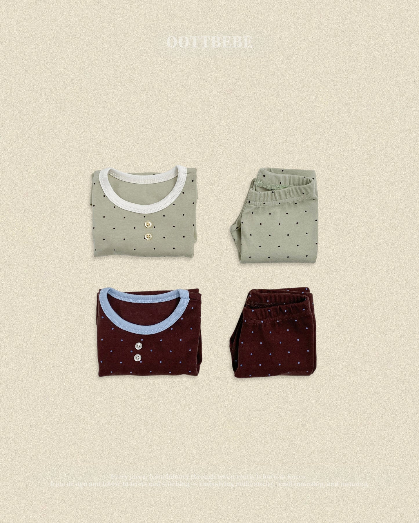(Pre-order) OOTTBEBE Fall - Mini Dot Pajama Set 슈슈도트실내복 (2 Colors)