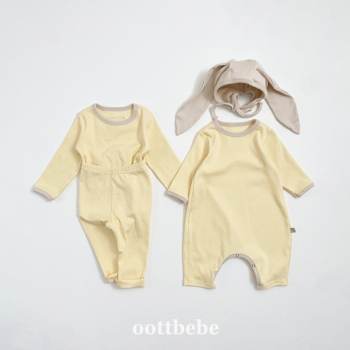 (Pre-order) OOTTBEBE - Buttercream Full Bodysuit Set (with Bonnet) 버터크림전신슈트 Set (보넷포함) (3 Colors)