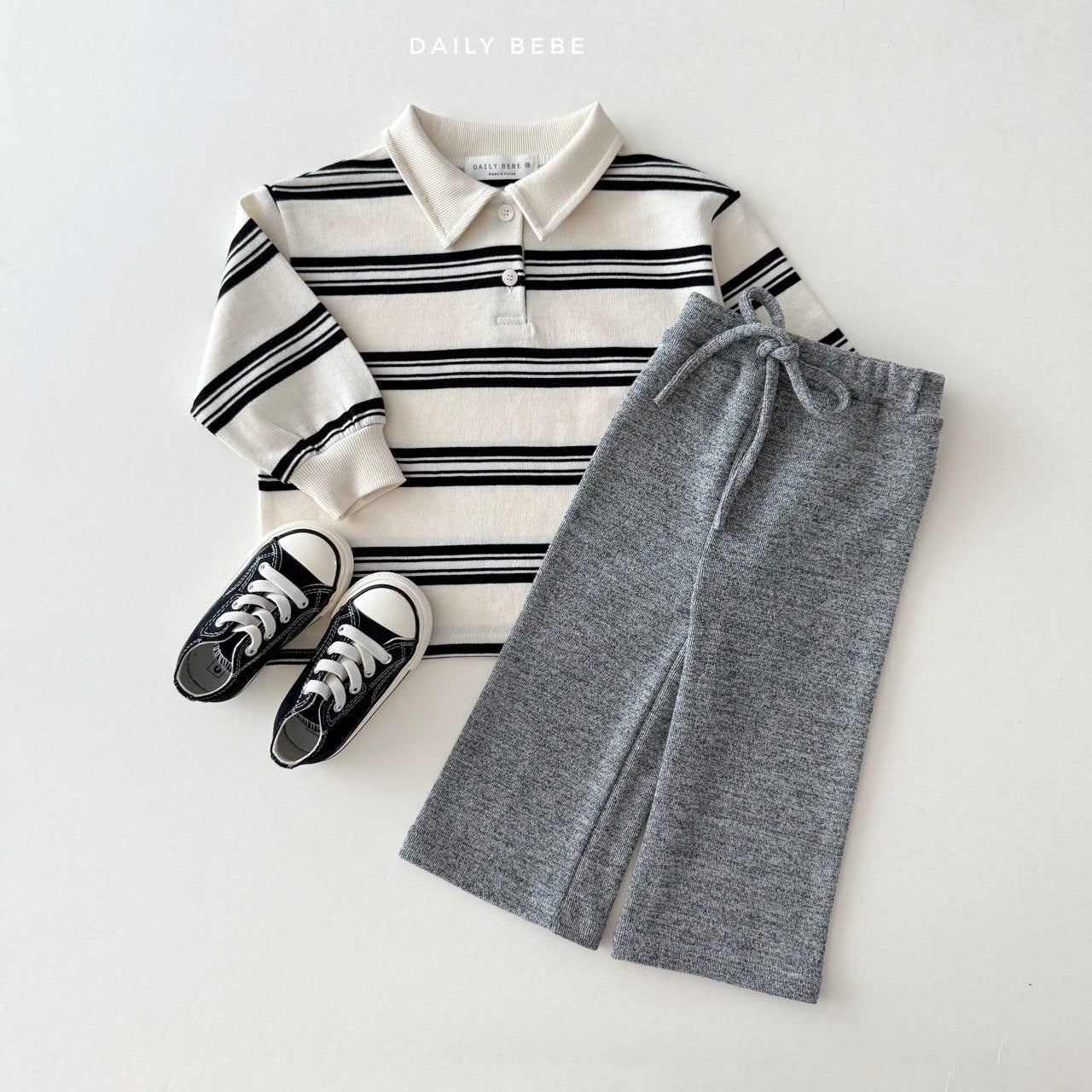 (Pre-order) Daily Bebe - Kids' Collar Stripe Tee 카라 단가라티 (2 Colors)