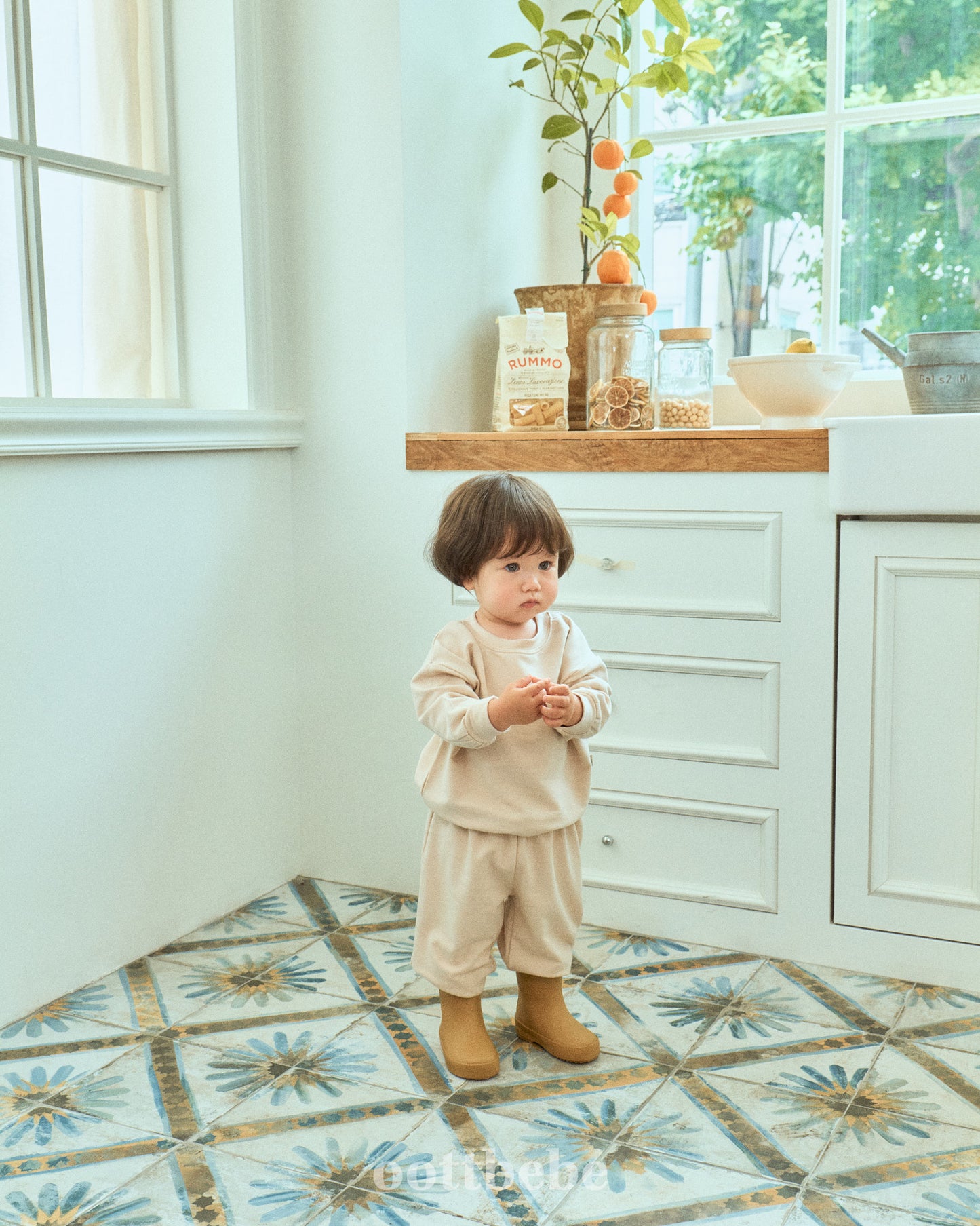 (Pre-order) OOTTBEBE - Petit Modal Top & Bottom Set (Stretch Terry) 쁘띠모달상하복(쮸리스판) (4 Colors)