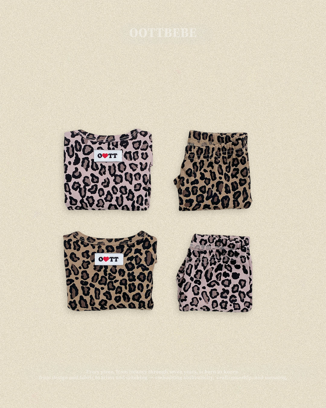 (Pre-order) OOTTBEBE Fall - Little Leopard Pajama Set 리틀호피실내복 (2 Colors)