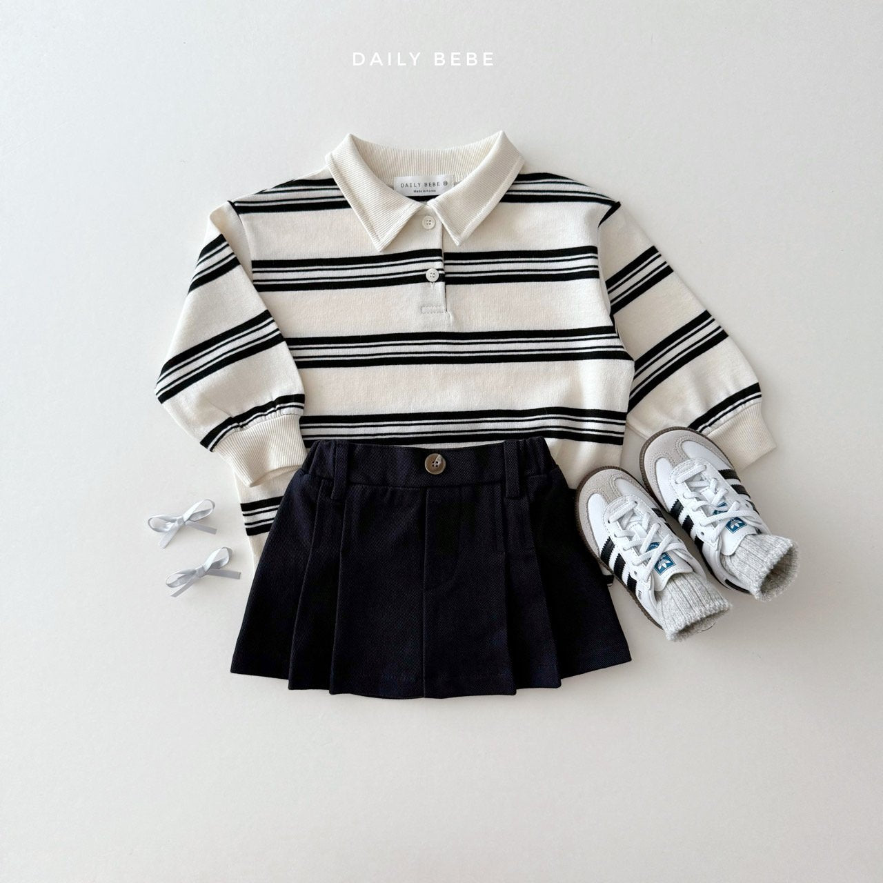 (Pre-order) Daily Bebe - Kids' Collar Stripe Tee 카라 단가라티 (2 Colors)