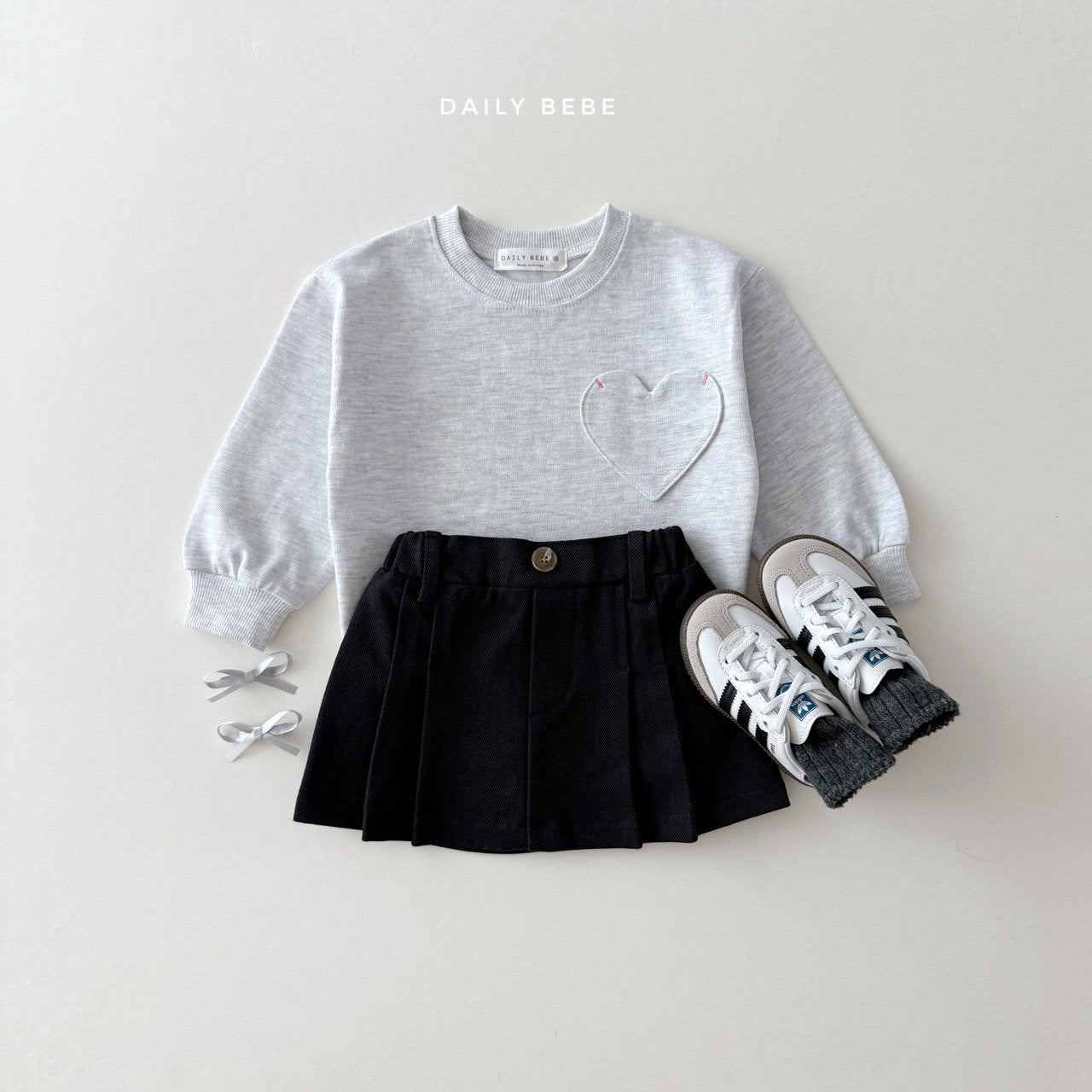 (Pre-order) Daily Bebe - Kids' Heart Pocket Tee 하트포켓 (2 Colors)
