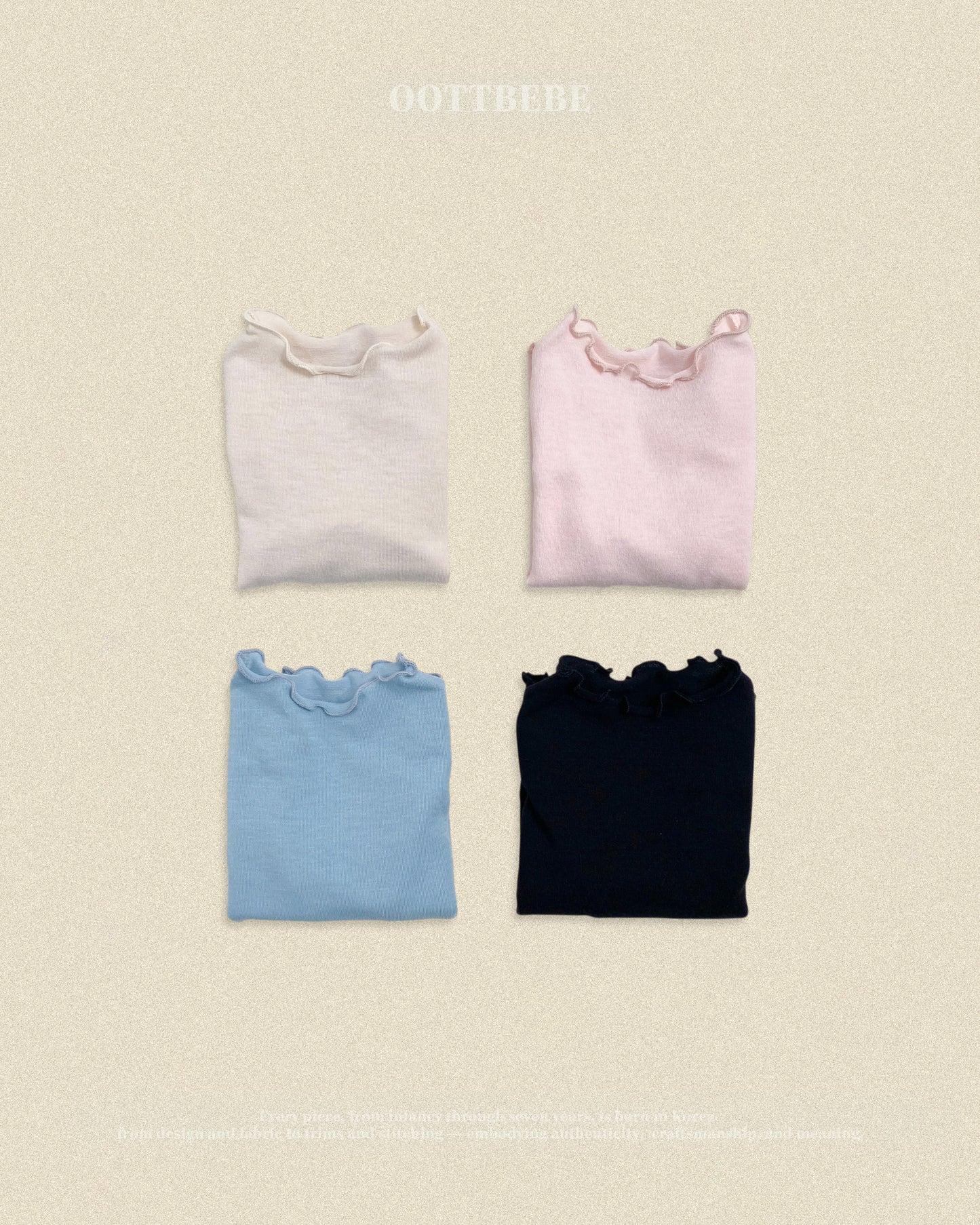 (Pre-order) OOTTBEBE Fall - Pastel Lettuce Edge Tee - 파스텔날라리티 (4 Colors)