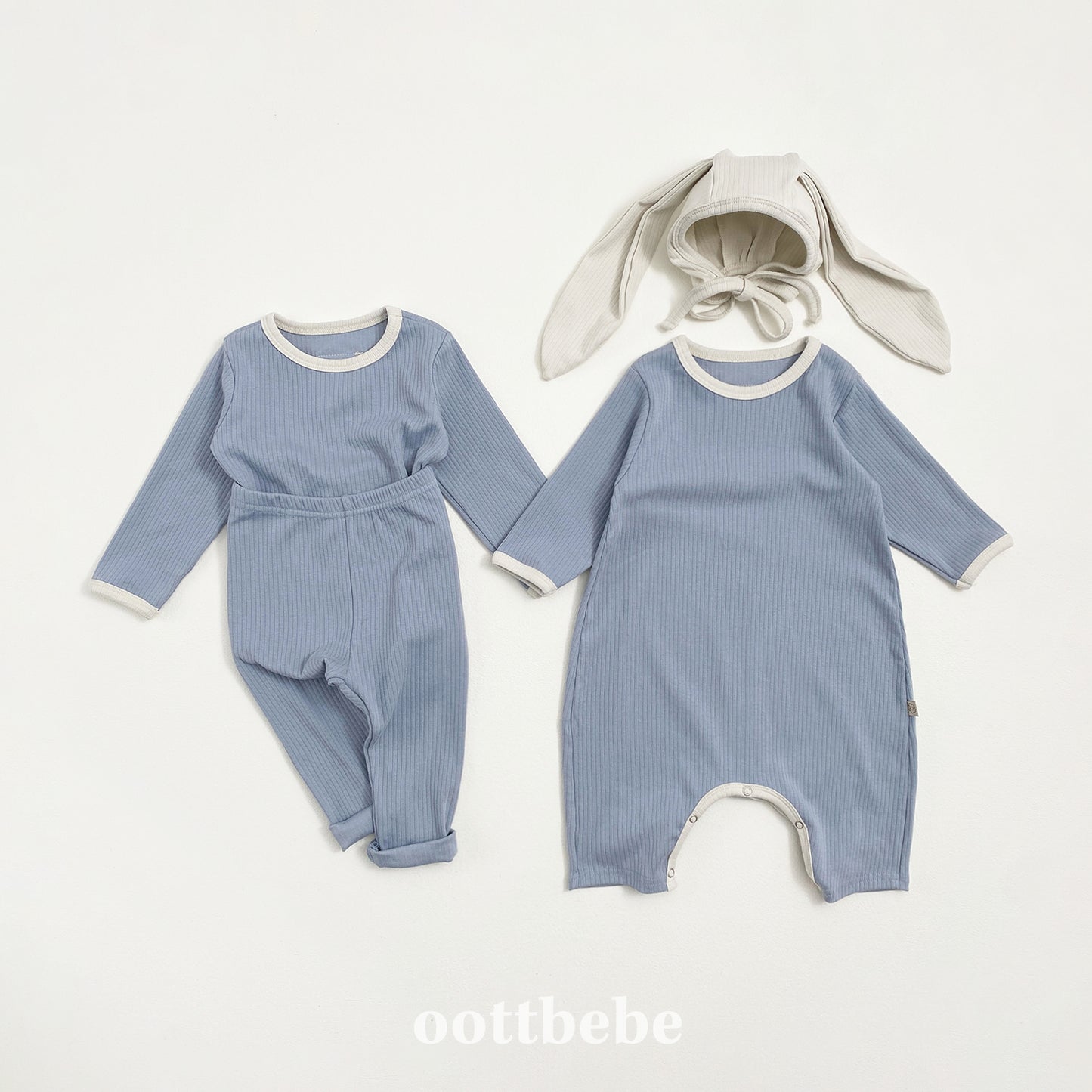 (Pre-order) OOTTBEBE - Buttercream Full Bodysuit Set (with Bonnet) 버터크림전신슈트 Set (보넷포함) (3 Colors)
