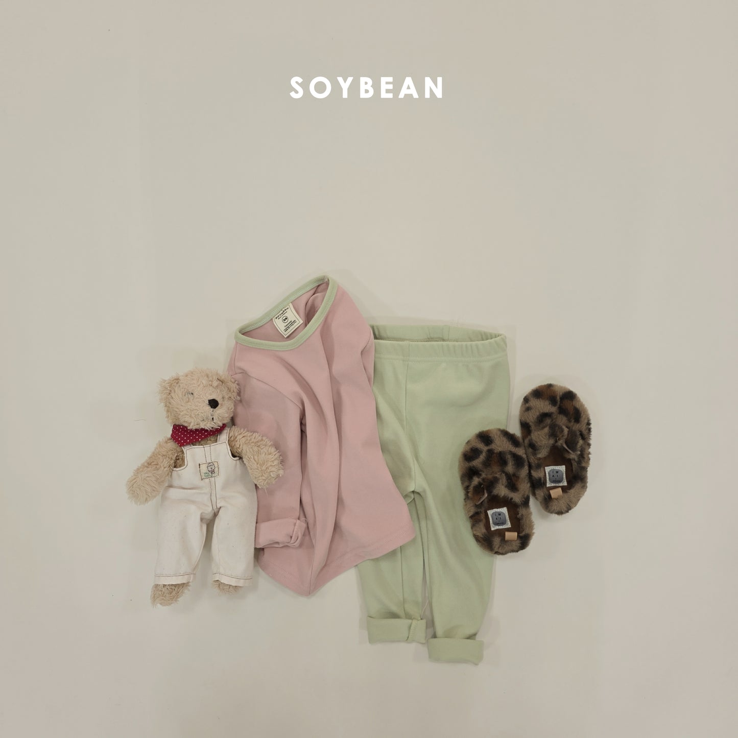 (Pre-order) Soybean Kids Winter - Soft Color Block Fleece-Lined Pajama Set 말랑배색실내복 (4 Colors)