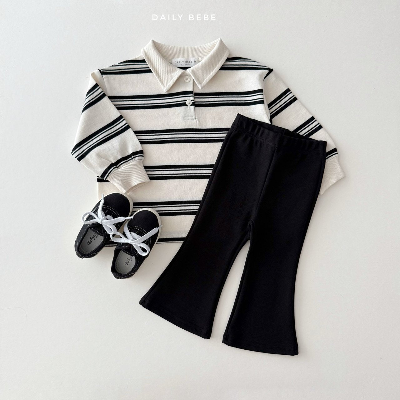 (Pre-order) Daily Bebe - Kids' Collar Stripe Tee 카라 단가라티 (2 Colors)