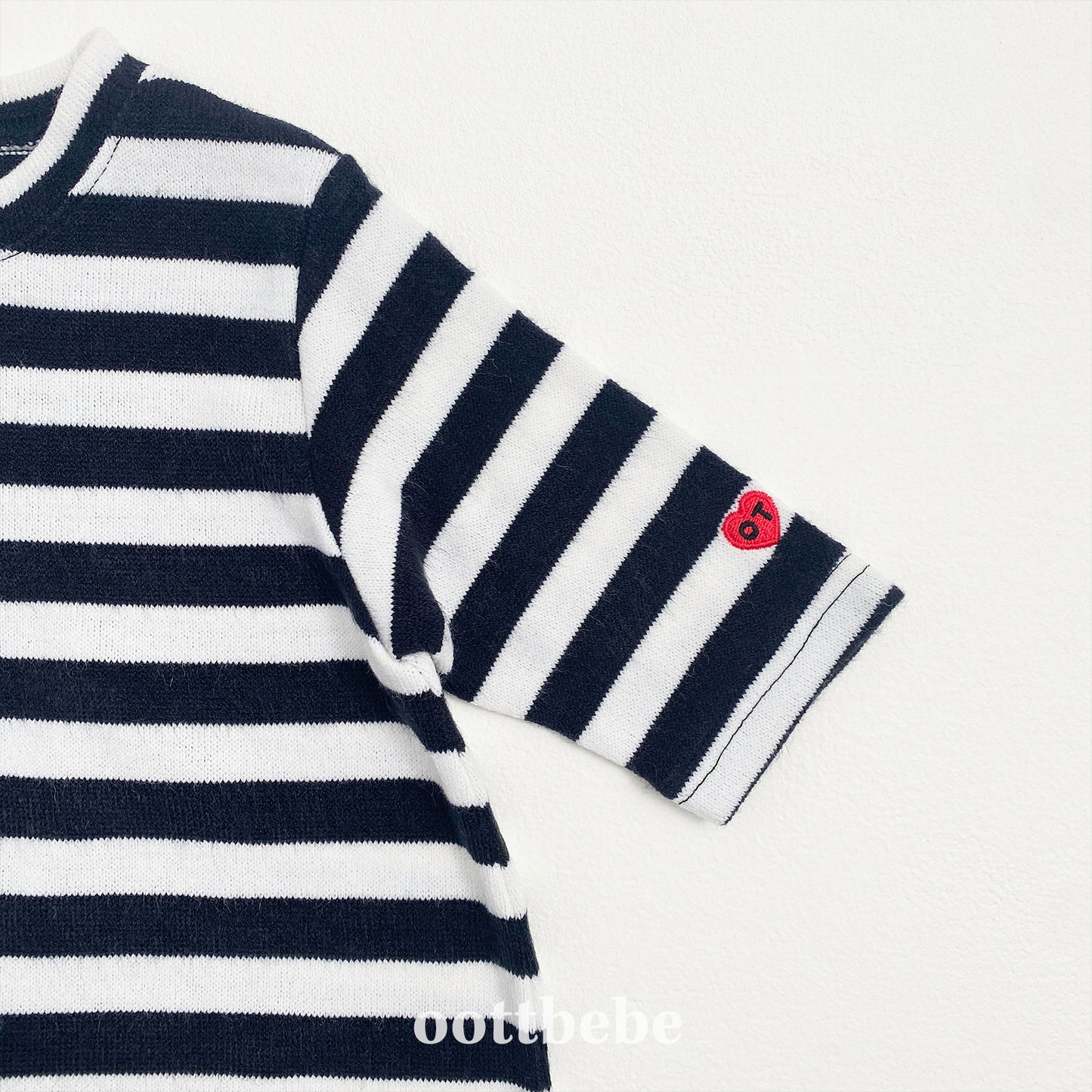 (Pre-order) OOTTBEBE - Mix Stripe Knit Suit 믹스단가라슈트 (2 Colors)