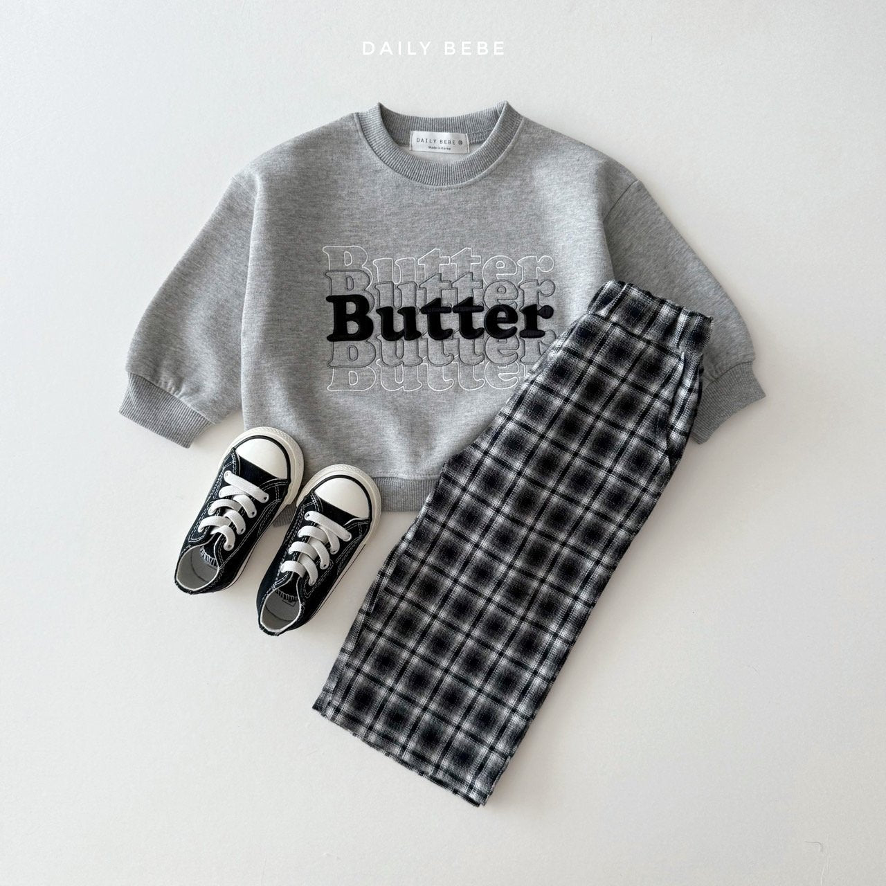 (Pre-order) Daily Bebe - Kids’ Butter Embroidered Sweatshirt 버터자수 맨투맨 (2 Colors)