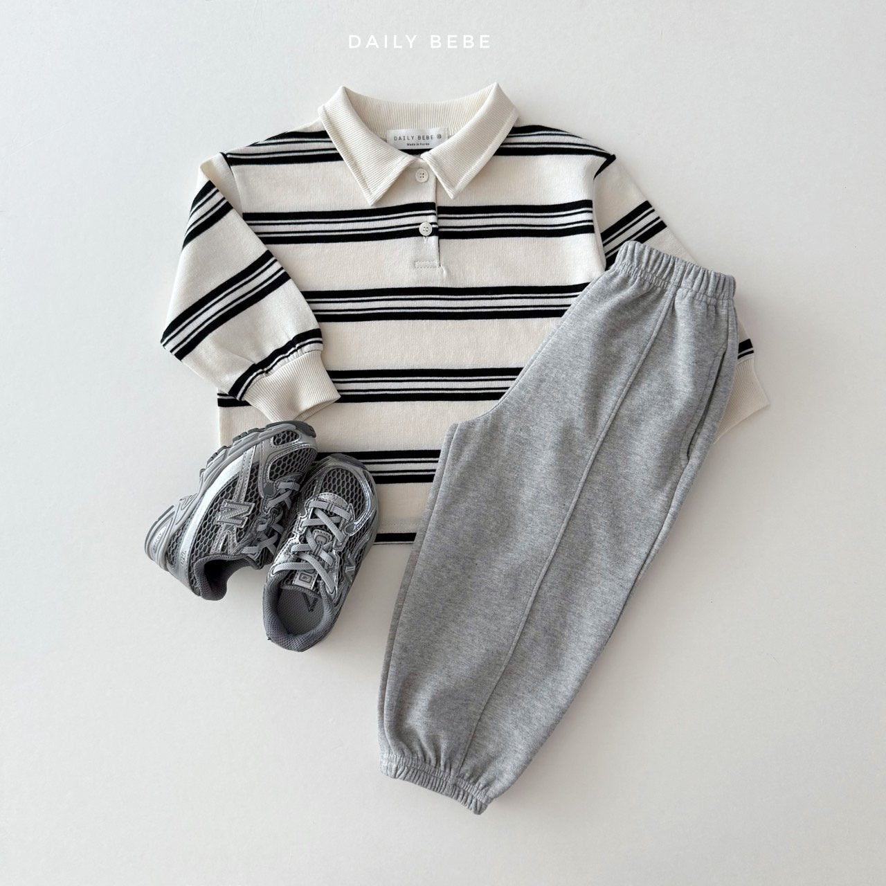 (Pre-order) Daily Bebe - Kids' Collar Stripe Tee 카라 단가라티 (2 Colors)