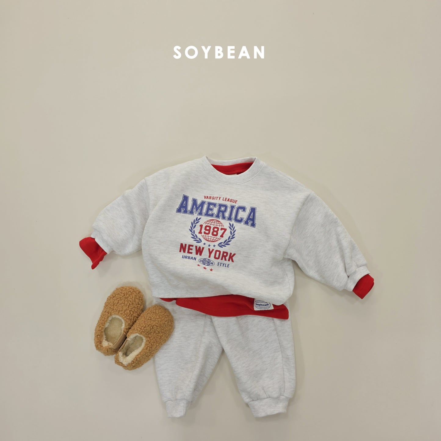 (Pre-order) Soybean Kids Winter - Cozy Layered Fleece-Lined Tee 포근한레이어드티 (5 Colors)