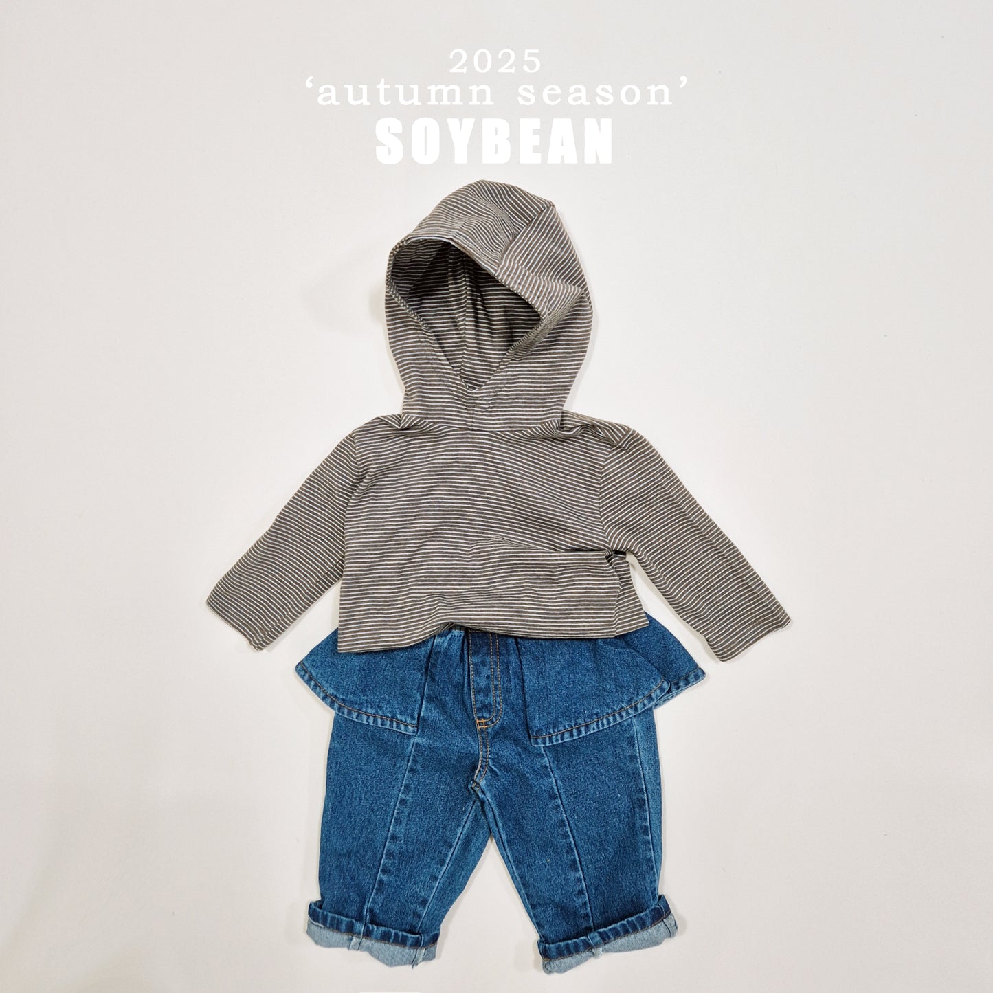 (Pre-order) Soybean Kids - Stripe Hooded Tee 단가라후드싱글티 (2 Colors)