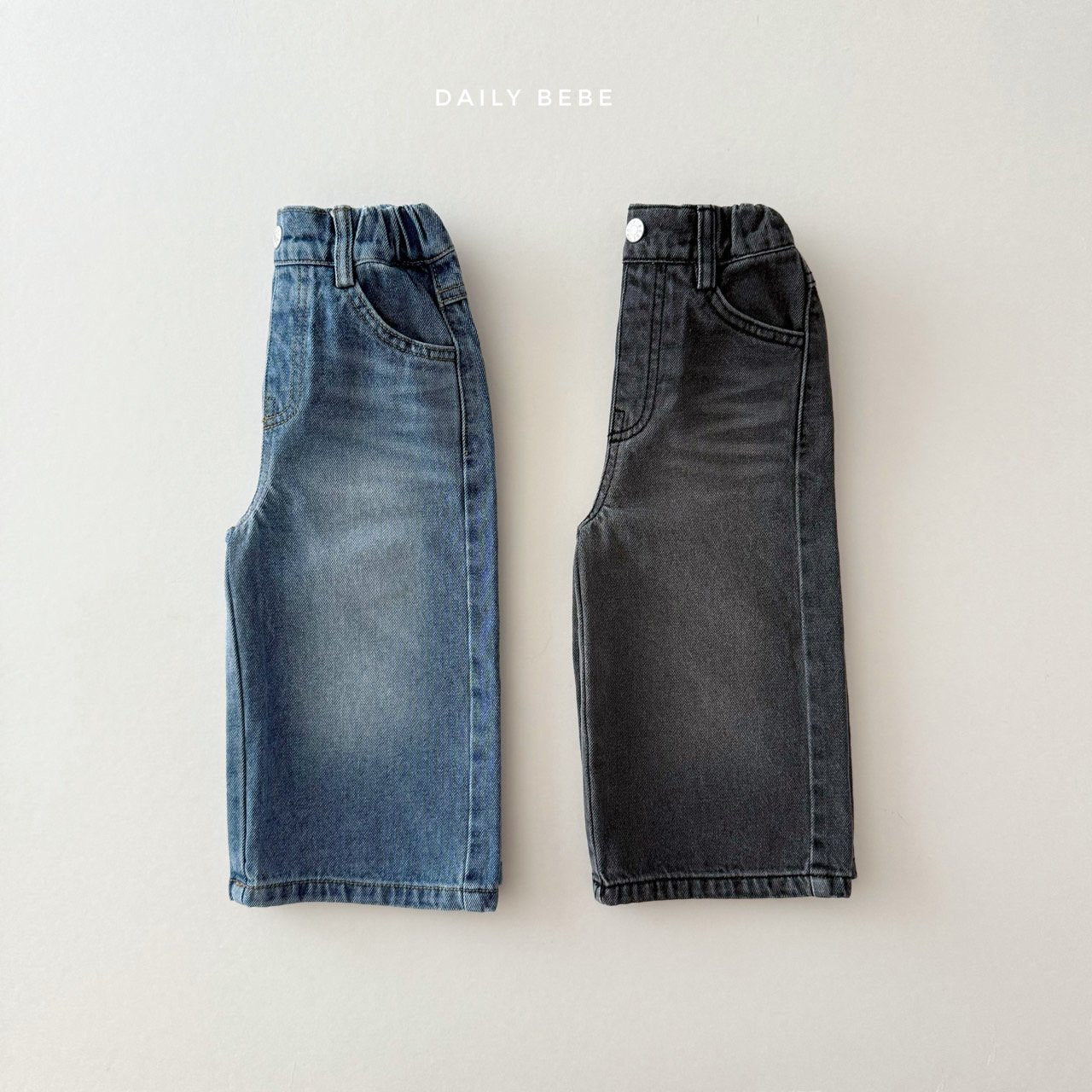 (Pre-order) Daily Bebe - Kids' Washed Wide Denim Pants 워싱 와이드 데님 팬츠 (2 Colors)