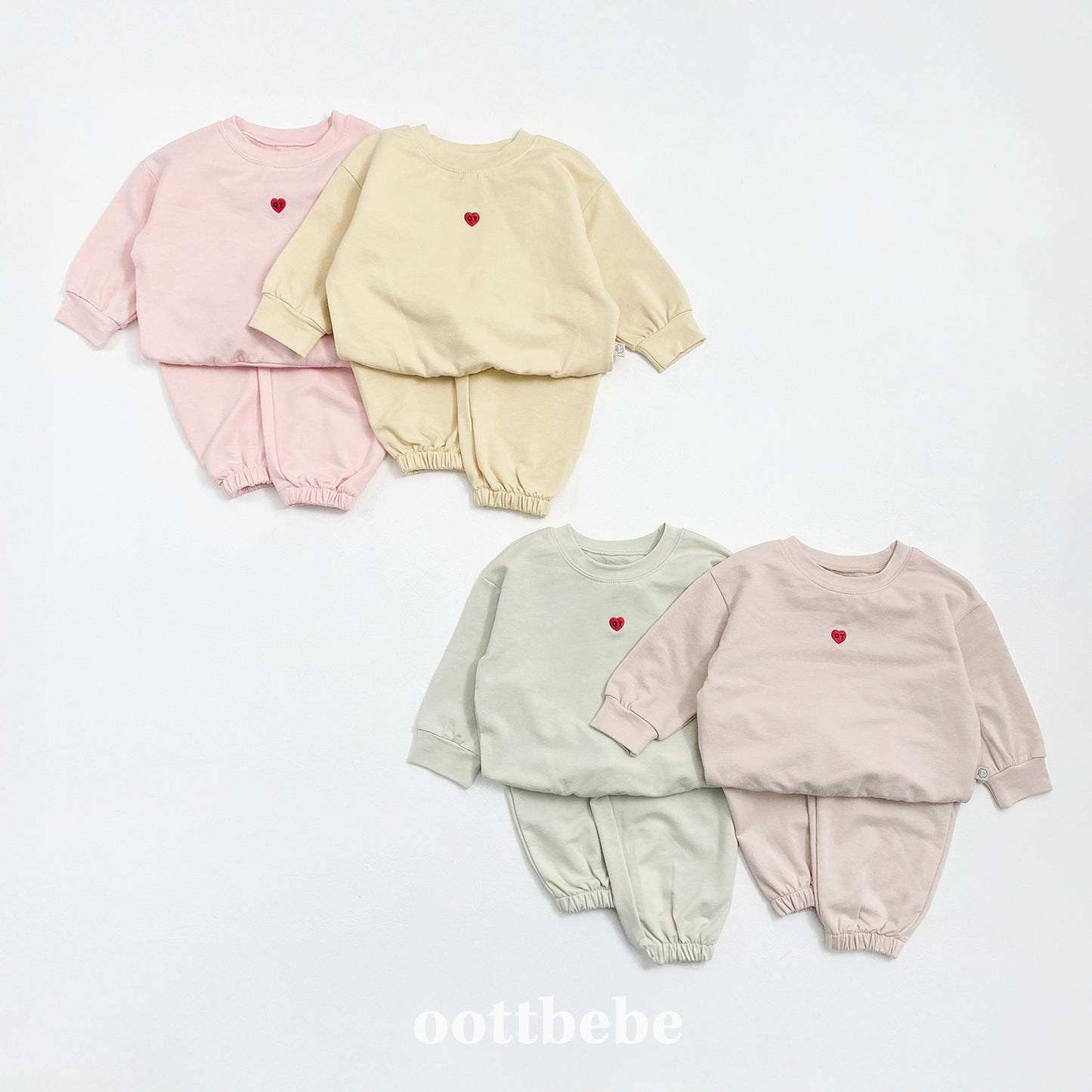 (Pre-order) OOTTBEBE - Petit Modal Top & Bottom Set (Stretch Terry) 쁘띠모달상하복(쮸리스판) (4 Colors)
