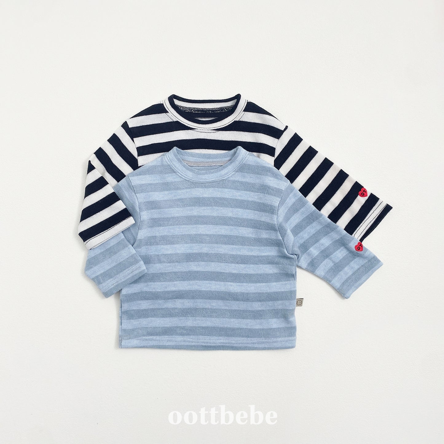(Pre-order) OOTTBEBE - Mix Stripe Knit Tee 믹스단가라티(니트) (2 Colors)