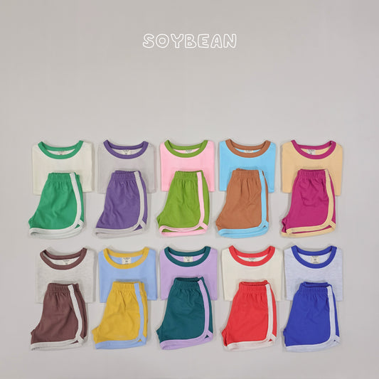 (Pre-order) Soybean Kids Summer - Macaron Top & Bottom Set 마카롱상하복 (10 Colors)