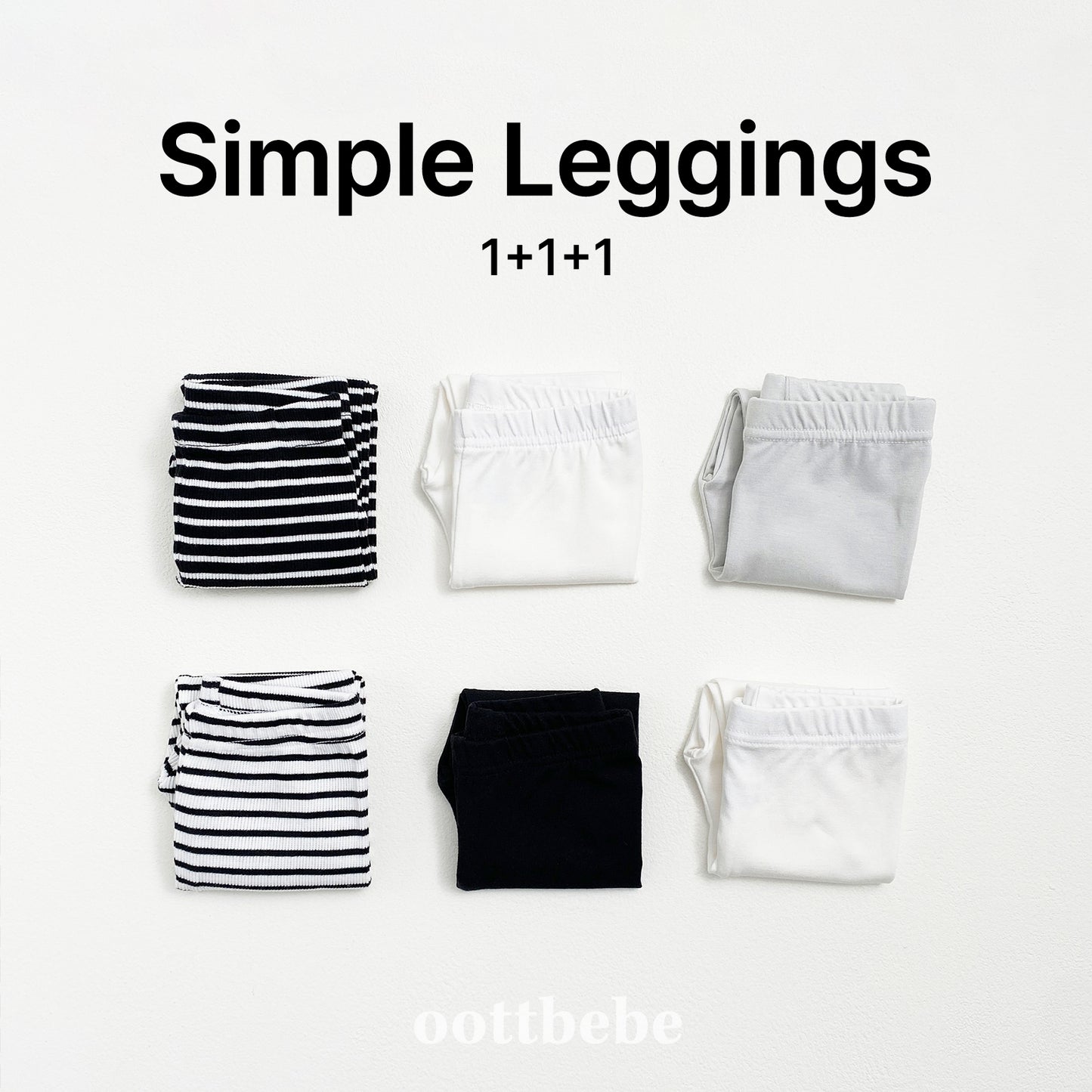 (Pre-order) OOTTBEBE - Simple Leggings 3-Piece Set 심플레깅스 1+1+1(3종세트) (2 Colors)