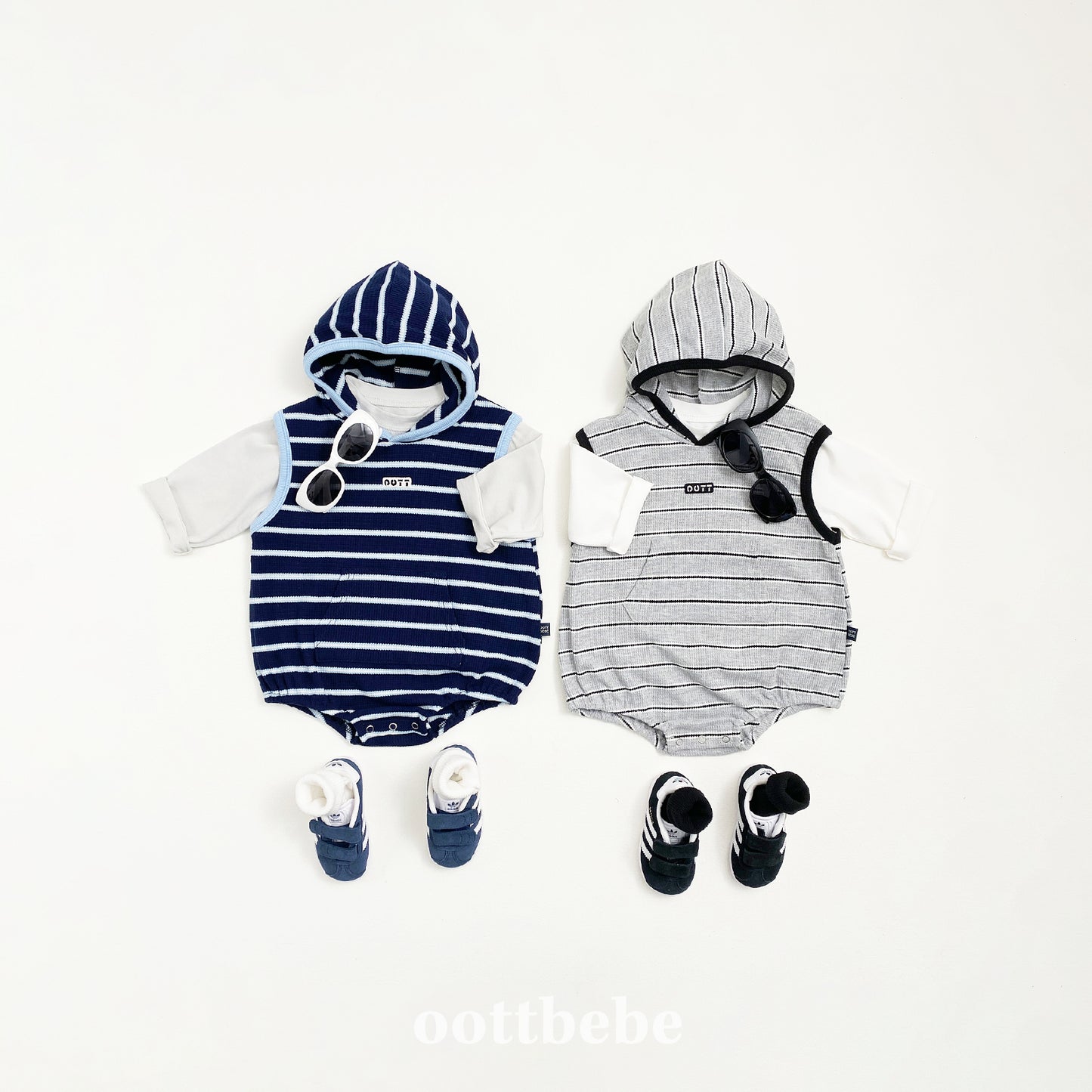 (Pre-order) OOTTBEBE - Urban Stripe Hooded Suit 어반스트라이프후드슈트 (2 Colors)