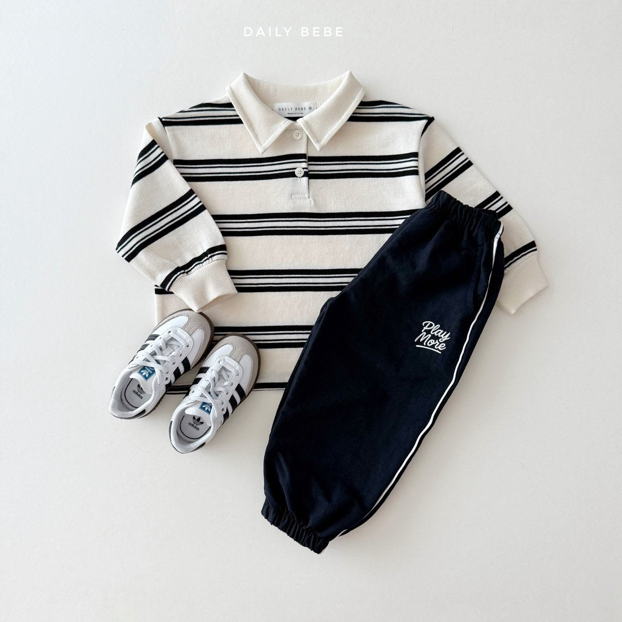 (Pre-order) Daily Bebe - Kids' Collar Stripe Tee 카라 단가라티 (2 Colors)