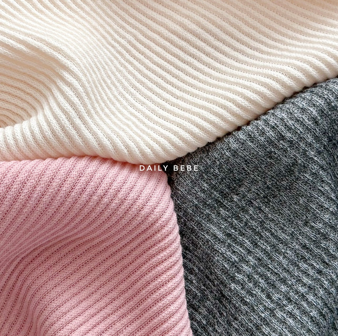 (Pre-order) Daily Bebe - Kids’ Ribbed Knit Sweatshirt 골지니트 맨투맨 (3 Colors)