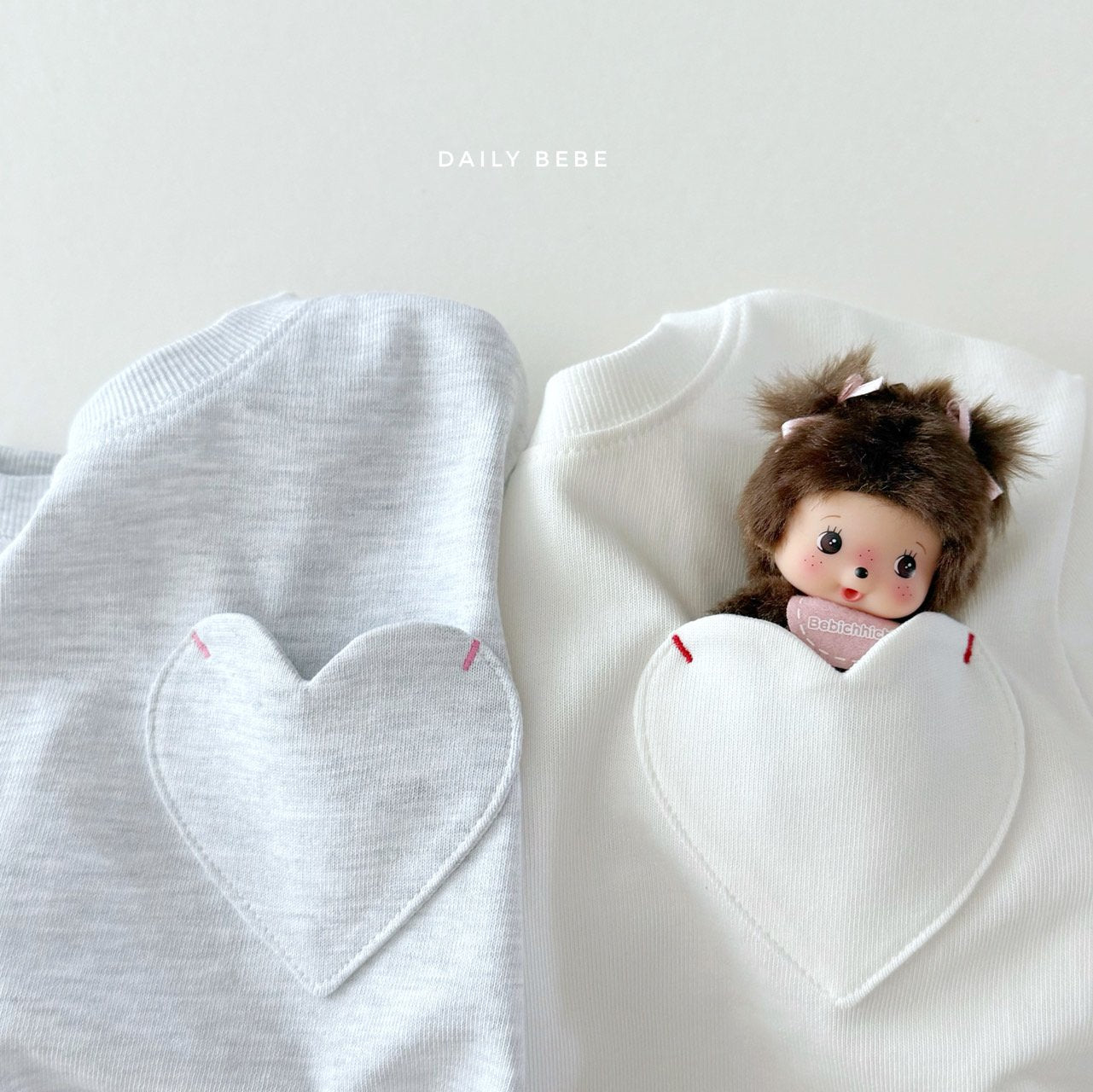 (Pre-order) Daily Bebe - Kids' Heart Pocket Tee 하트포켓 (2 Colors)